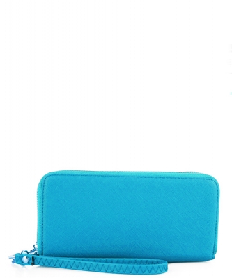 Simple Double Zip-Around Wallet OCK-W0095 AQUA